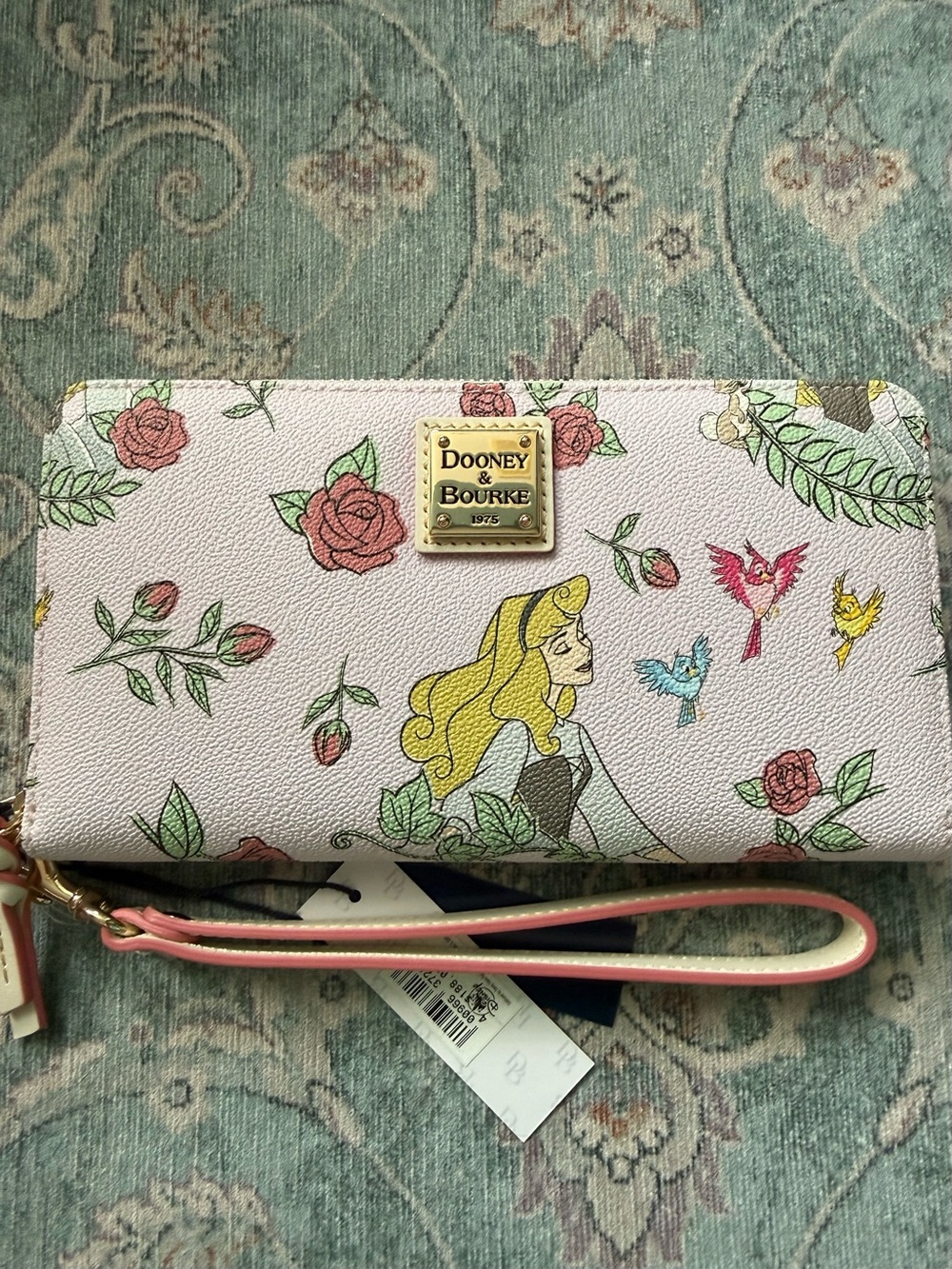 Dooney & Bourke Pink Aurora Sleeping Beauty Floral Disney Wristlet Wallet